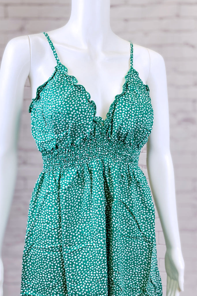 Julie Dress | Knee Length - baby doll, boho, clothing, dress, floral, ruffled, sexy, short, summer, v front - Wander Emporium