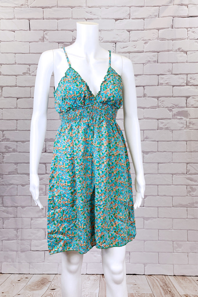 Julie Dress | Knee Length - baby doll, boho, clothing, dress, floral, ruffled, sexy, short, summer, v front - Wander Emporium