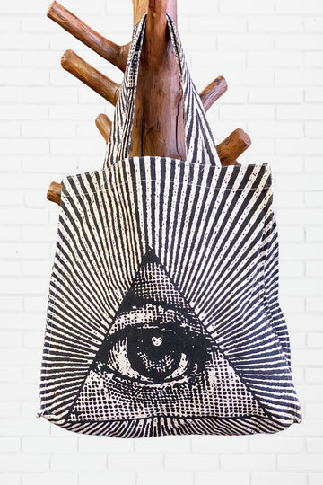 Tote Bag | The Eye - bag, beach bag, eye, hand printed, illuminati, illuminati eye, Shopper, Tote, tote bag - Wander Emporium
