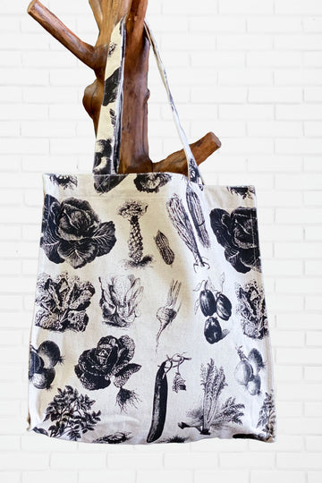 Tote Bag | Veggies - bag, beach bag, book bag, hand printed, long sleeve, Shopper, Tote, tote bag, vegetables, veggies - Wander Emporium
