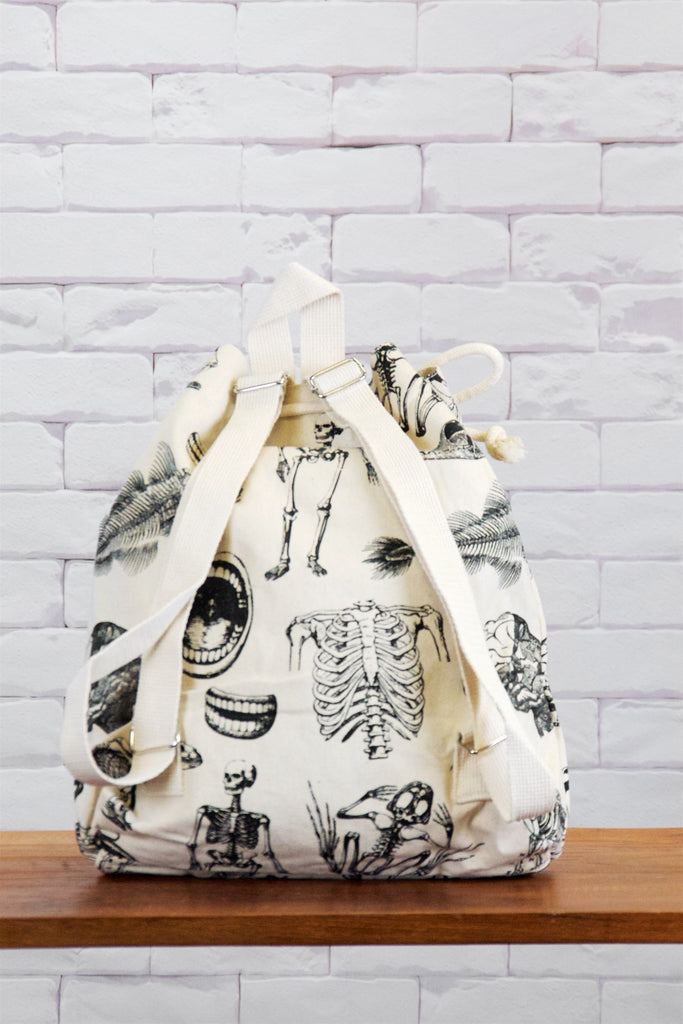 Backpack | Biology - anatomy drawing, anatomy print, backpack, biology, black and white, book bag, canvas, day bag, day pack, drawing, eye, eyes, hand printed, regular backpack - Wander Emporium