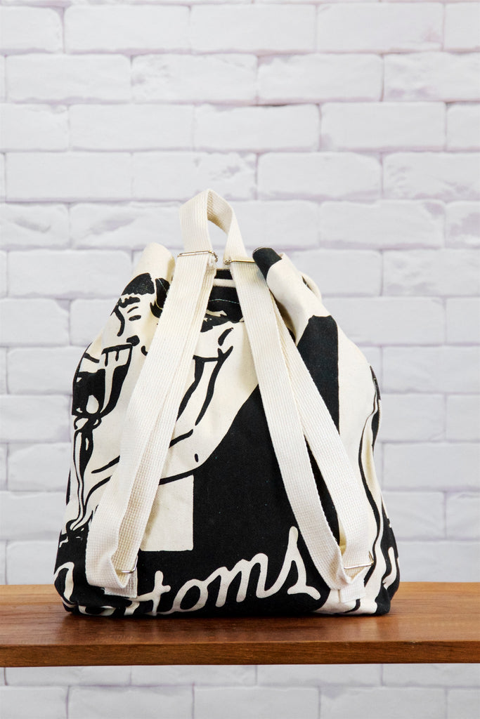 Backpack | Martini - backpack, black and white, book bag, canvas, day bag, day pack, drawing, drinks, hand printed, martini, pinup, regular backpack - Wander Emporium