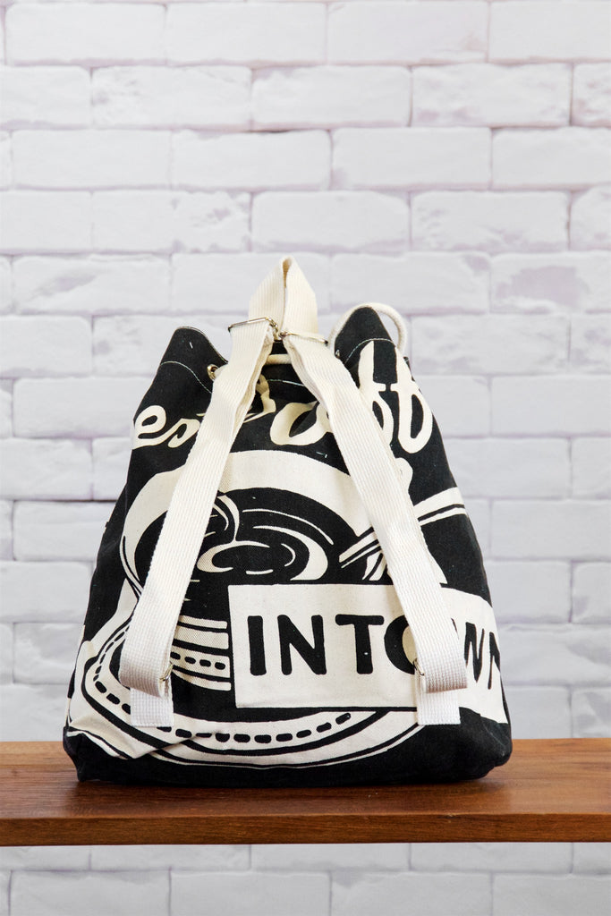 Backpack | Coffee - backpack, best coffee, black and white, book bag, canvas, coffee, cup of joe, cuppa, day bag, day pack, hand printed, morning coffee, regular backpack - Wander Emporium