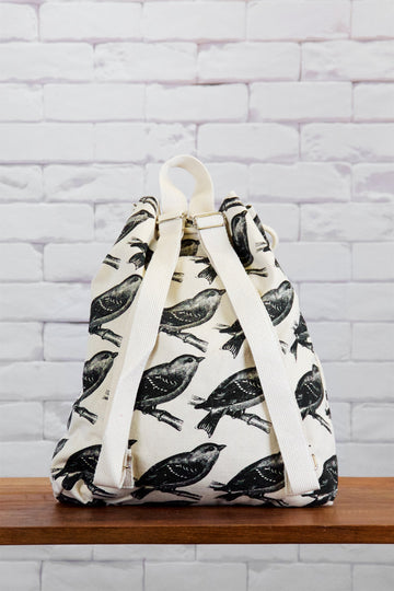 Backpack | Warblers - backpack, bird, birds, black and white, book bag, canvas, day bag, day pack, hand printed, pack, regular backpack, warbler, warblers - Wander Emporium