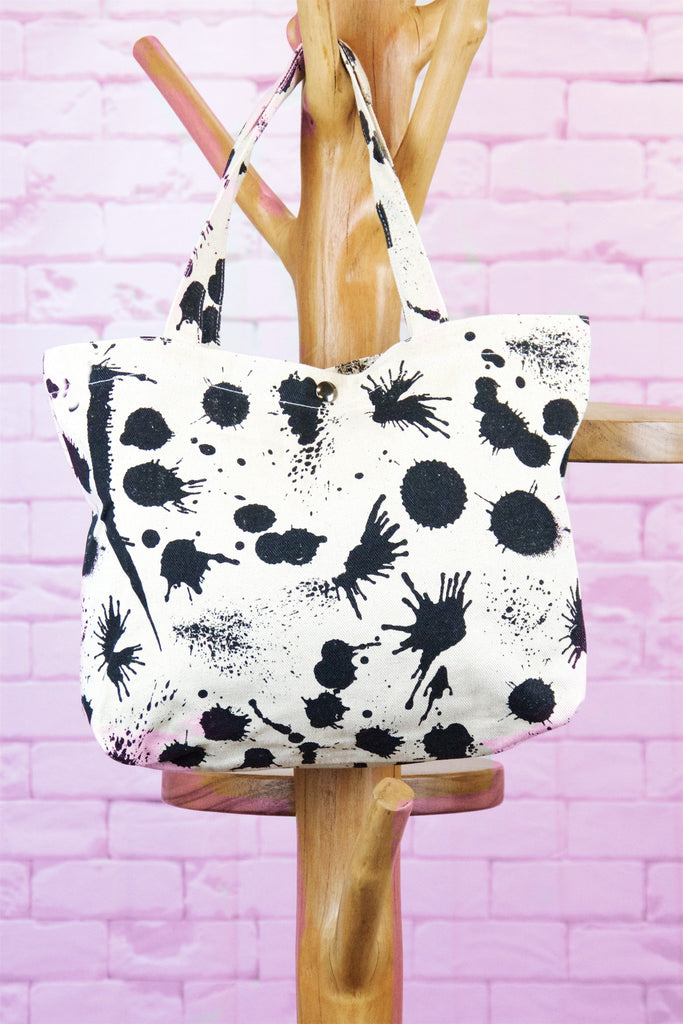 Handbag | Splash - art, bag, handbag, paint, Shopper, small, snap button, splash, splatters, Tote, tote bag - Wander Emporium