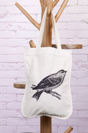 Small Shopper Curved | Warbler - bag, handbag, nature, paint, Shopper, small, snap button, Tote, tote bag, warbler - Wander Emporium