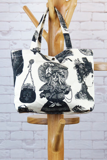 Handbag | Victorian Fashion - bag, purse, Shopper, small, snap button, Tote, tote bag, victoria, victorian fashion, victorian style - Wander Emporium