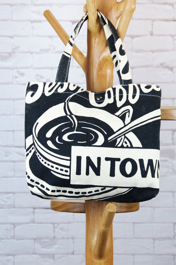 Handbag | Coffee - bag, best coffee, black and white, coffee, handbag, morning coffee, Shopper, small, snap button, Tote, tote bag - Wander Emporium