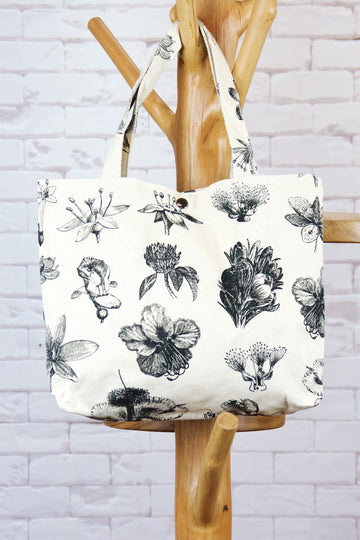 Handbag | Wild Flowers - bag, handbag, nature, Shopper, small, snap button, Tote, tote bag, wild, wild flowers, wild tropics - Wander Emporium