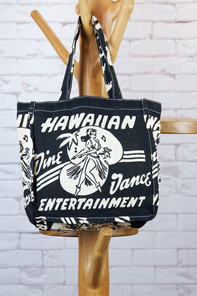 Small Shopper | Holiday - bag, black and white, Hawaii, Hawaiian, Hawaiian dance, Hawaiian vibes, holiday, purse, small, Tote, tote bag - Wander Emporium