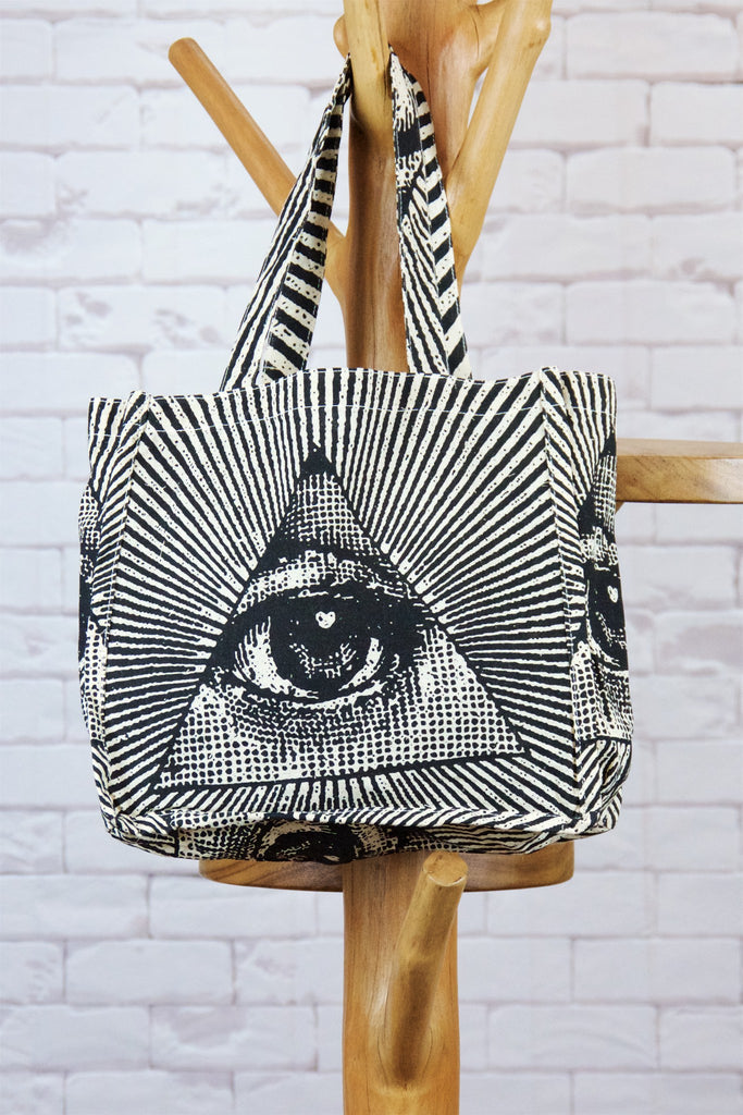 Small Shopper | Triangle - bag, illuminati, illuminati eye, purse, small, Tote, tote bag, triangle - Wander Emporium
