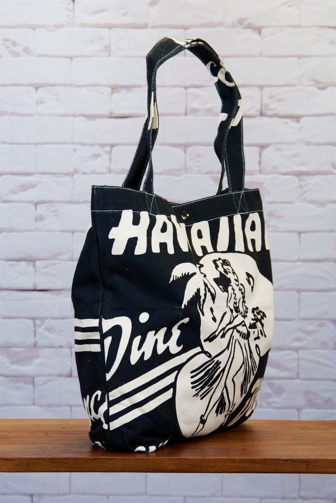 Shopper Bag | Holiday - bag, beach bag, black and white, drawing, hand printed, Hawaii, Hawaiian, Hawaiian dance, Hawaiian vibes, holiday, Shopper, Tote, tote bag, travel - Wander Emporium