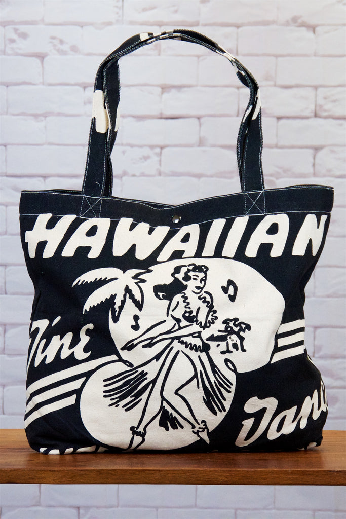 Shopper Bag | Holiday - bag, beach bag, black and white, drawing, hand printed, Hawaii, Hawaiian, Hawaiian dance, Hawaiian vibes, holiday, Shopper, Tote, tote bag, travel - Wander Emporium