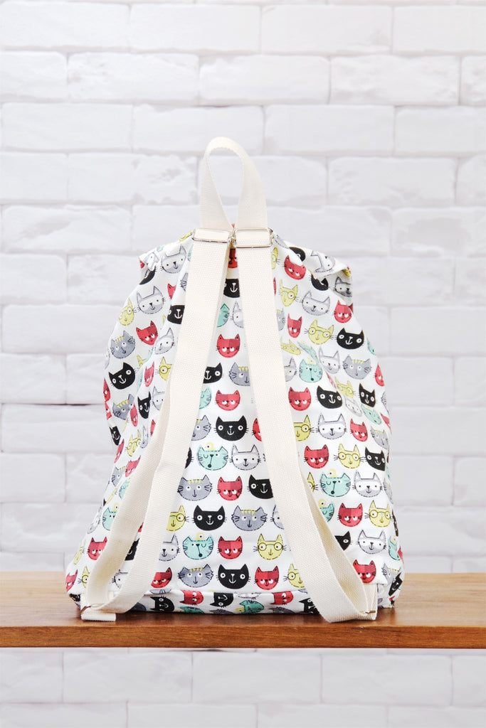 Fun Graphic Backpack | Pull-tie Closure - anime, backpack, black, book bag, cat, cats, cool, day bag, day pack, drawing, everyday, graphic pattern, hand, japanese, PATTERN, regular backpack, unisex - Wander Emporium
