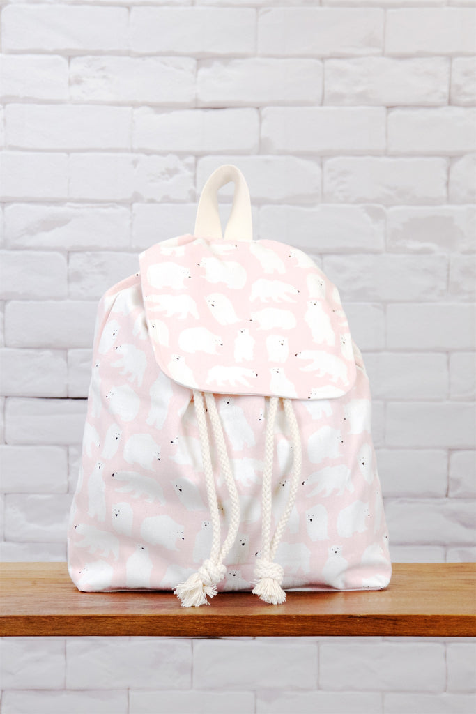 Fun Graphic Backpack | Pull-tie Closure - backpack, book bag, cool, day bag, day pack, drawing, everyday, graphic pattern, PATTERN, Polar bear, regular backpack, unisex - Wander Emporium