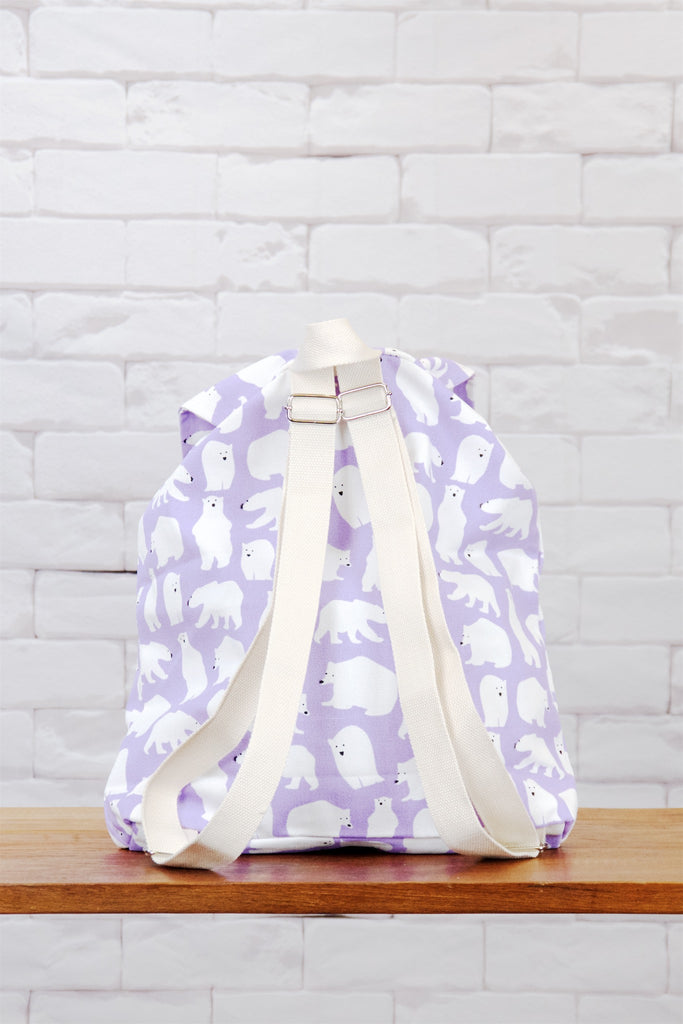 Fun Graphic Backpack | Pull-tie Closure - backpack, book bag, cool, day bag, day pack, drawing, everyday, graphic pattern, PATTERN, Polar bear, regular backpack, unisex - Wander Emporium