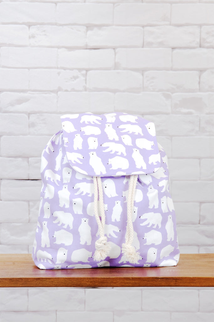 Fun Graphic Backpack | Pull-tie Closure - backpack, book bag, cool, day bag, day pack, drawing, everyday, graphic pattern, PATTERN, Polar bear, regular backpack, unisex - Wander Emporium