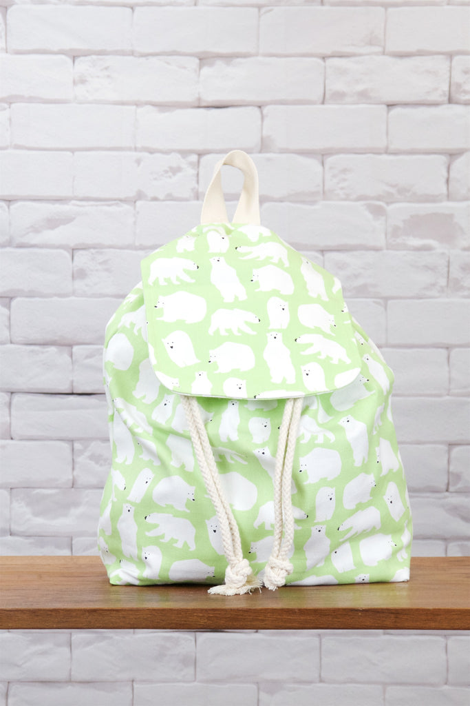 Fun Graphic Backpack | Pull-tie Closure - backpack, book bag, cool, day bag, day pack, drawing, everyday, graphic pattern, PATTERN, Polar bear, regular backpack, unisex - Wander Emporium