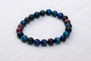 Stone Bracelet | Galaxy Tiger Eye - beaded bracelets, blue, Bracelet, crystals, gold, healing stones, rainbow, stone, Tiger eye - Wander Emporium