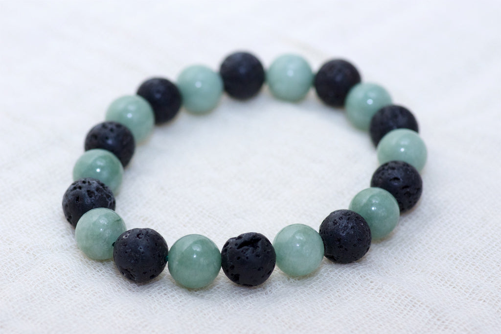 Stone Bracelet | Jade & Lava - beaded bracelets, Bracelet, crystals, healing stones, Jade, lava, stone - Wander Emporium