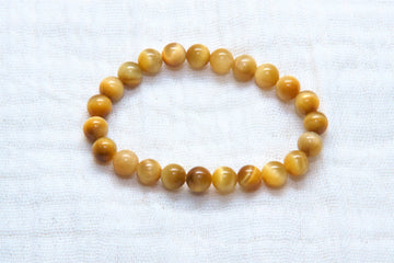 Stone Bracelet | Honey Jade - beaded bracelets, blue, Bracelet, crystals, gold, healing stones, jade, stone, tiger - Wander Emporium