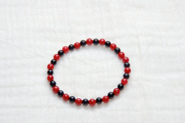 Stone Bracelet | Red Jade & Obsidian - beaded bracelets, Bracelet, crystals, healing stones, jade, obsidian, Red, stone - Wander Emporium