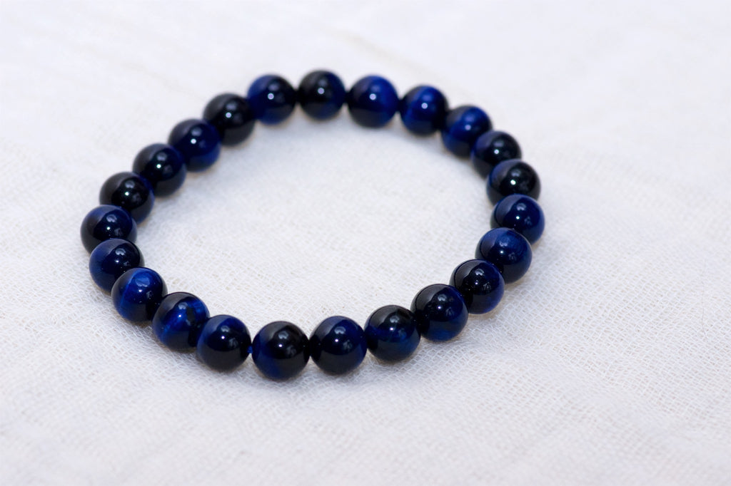 Stone Bracelet | Blue Tiger Eye - beaded bracelets, blue, Bracelet, crystals, healing stones, stone, Tiger eye - Wander Emporium