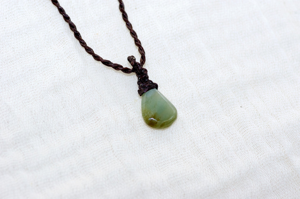 Tear Drop Jade Necklace - abundance, balance, healing stones, jade, jewelry, necklace, well being, wellness - Wander Emporium