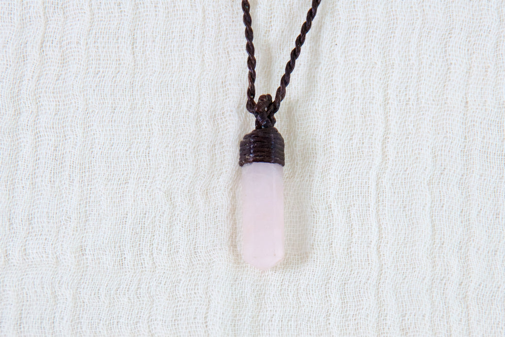 Rose Quartz Point Necklace - compassion, healing stones, inner peace, jewelry, love, necklace, rose quartz, small - Wander Emporium