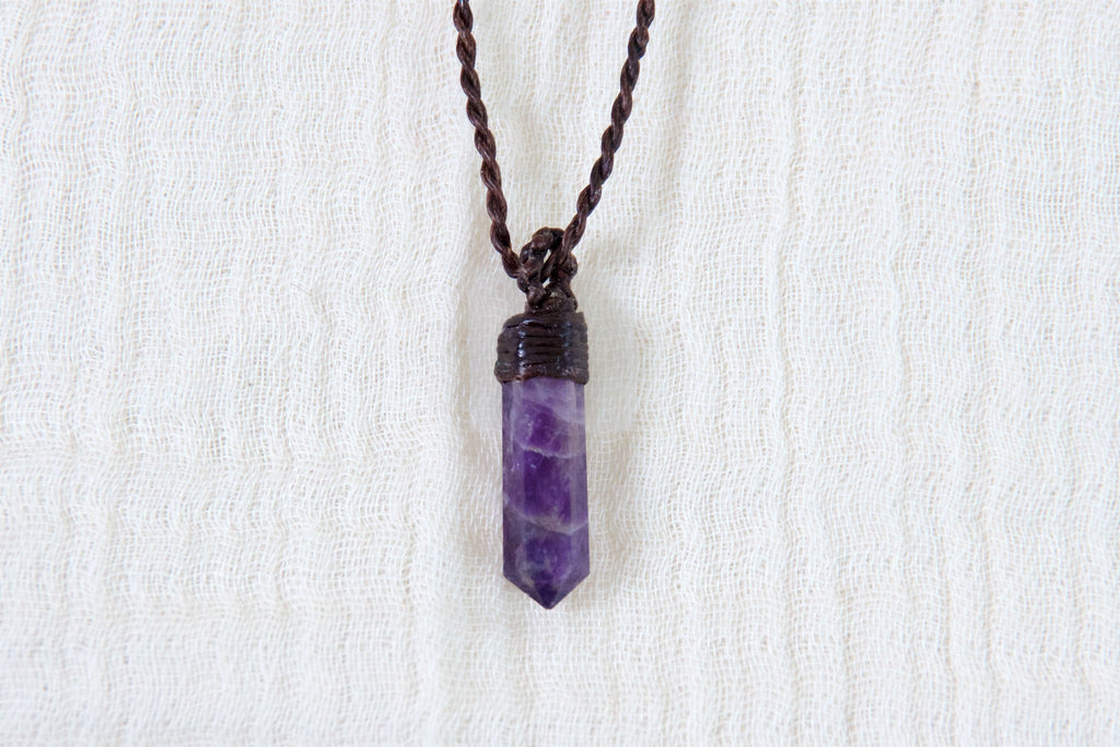 Amethyst Point Necklace - amethyst, emotional stability, healing stones, jewelry, necklace, peace, protection, small - Wander Emporium