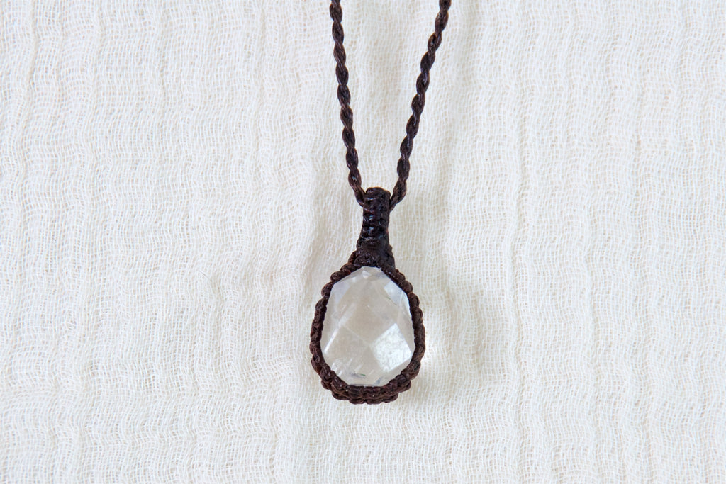 Faceted Clear Quartz Necklace - clarity, clear quartz, energy alignment, focus, healing stones, jewelry, necklace - Wander Emporium