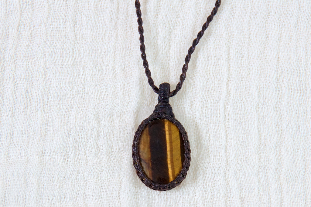 Tiger's Eye Necklace - grounding, healing stones, jewelry, necklace, small, tiger, Tiger eye - Wander Emporium