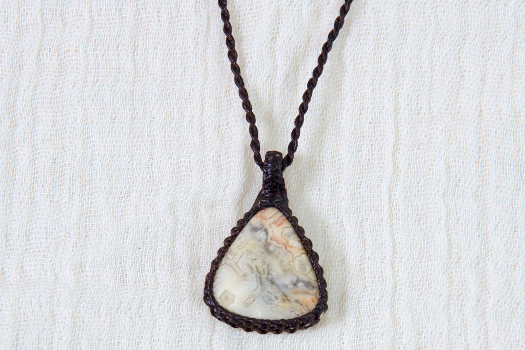 Crazy Lace Agate Necklace - agate, crazy lace, ease anxiety, grounding, healing stones, inner peace, jewelry, necklace, obsidian, protection, soothing, spiritual connection - Wander Emporium