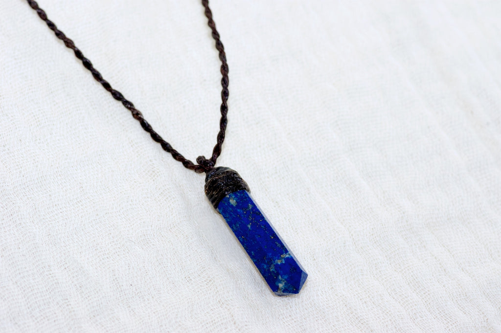 Lapis Lazuli Point Necklace - healing stones, inner peace, jewelry, Lapis Lazuli, necklace, small - Wander Emporium
