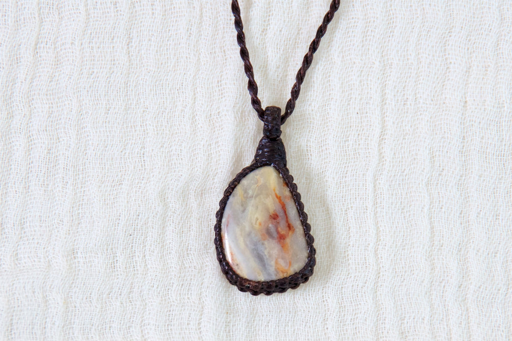 Crazy Lace Agate Necklace - agate, crazy lace, ease anxiety, grounding, healing stones, inner peace, jewelry, necklace, obsidian, protection, soothing, spiritual connection - Wander Emporium