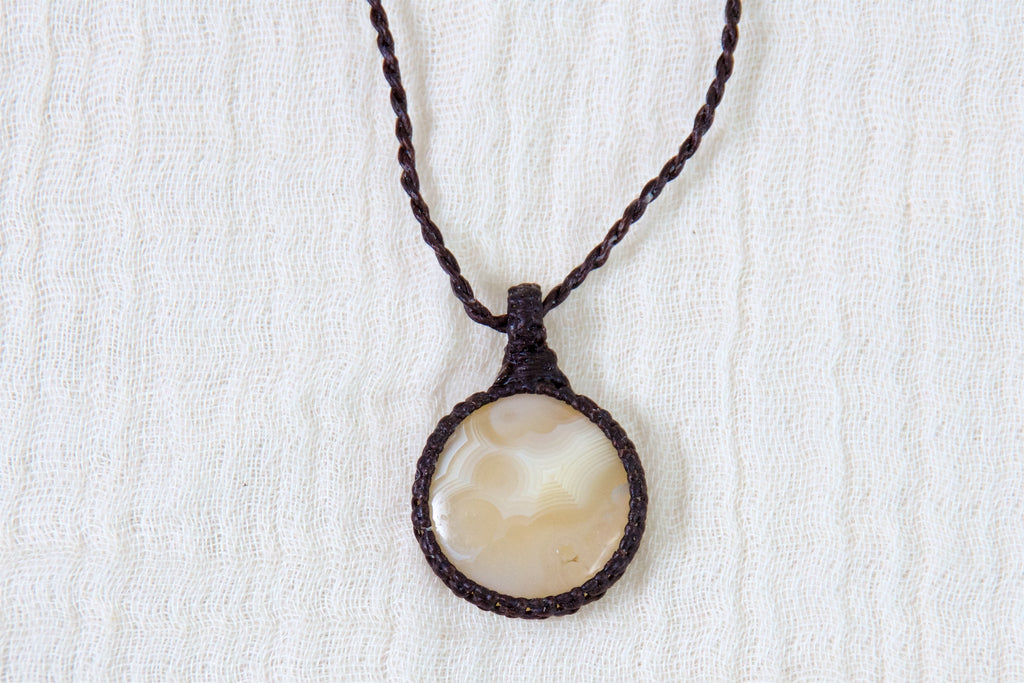 Banded Agate Necklace - agate, crazy lace, ease anxiety, grounding, healing stones, inner peace, jewelry, necklace, obsidian, protection, soothing, spiritual connection - Wander Emporium