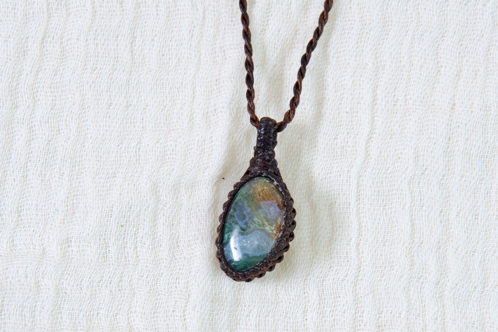 Moss Agate Necklace - growth, healing stones, jewelry, moss agate, necklace, new beginnings - Wander Emporium