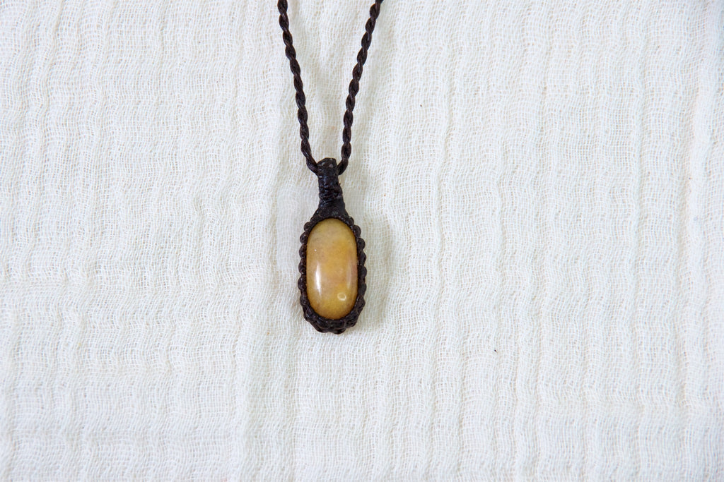 Honey Jade Necklace - confidence, delicate, happiness, healing stones, honey, jade, jewelry, necklace, small - Wander Emporium