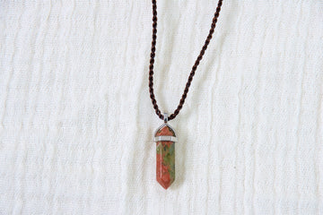 Unakite Necklace - delicate, grounding, healing stones, jewelry, meditation, necklace, small, unakite - Wander Emporium