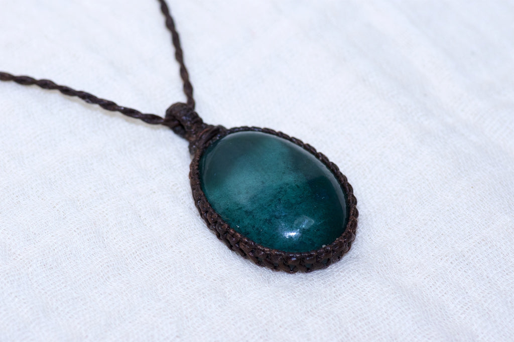 Moss Agate Necklace | Large - growth, healing stones, jewelry, moss agate, necklace, new beginnings - Wander Emporium