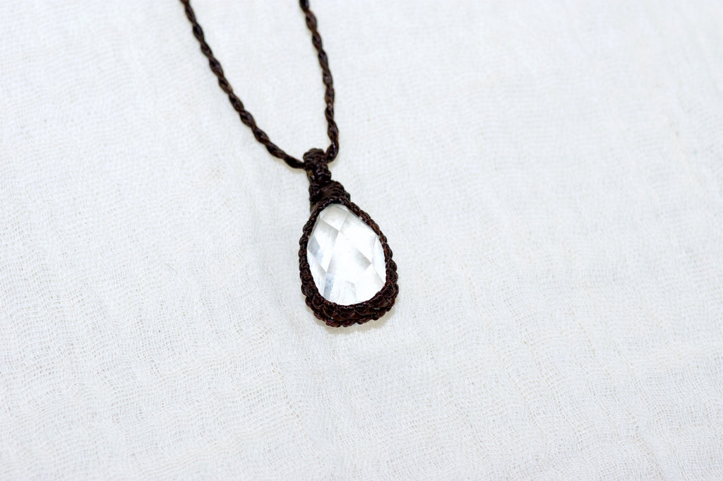 Faceted Clear Quartz Necklace - clarity, clear quartz, energy alignment, focus, healing stones, jewelry, necklace - Wander Emporium