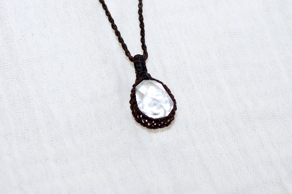 Faceted Clear Quartz Necklace - clarity, clear quartz, energy alignment, focus, healing stones, jewelry, necklace - Wander Emporium