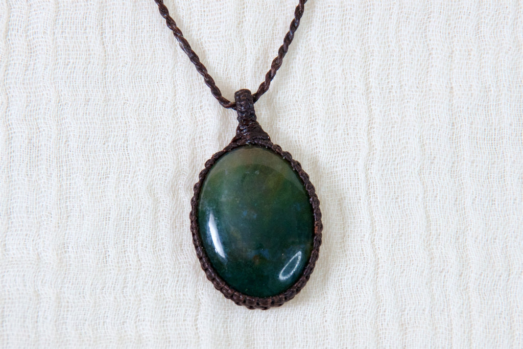 Moss Agate Necklace | Large - growth, healing stones, jewelry, moss agate, necklace, new beginnings - Wander Emporium