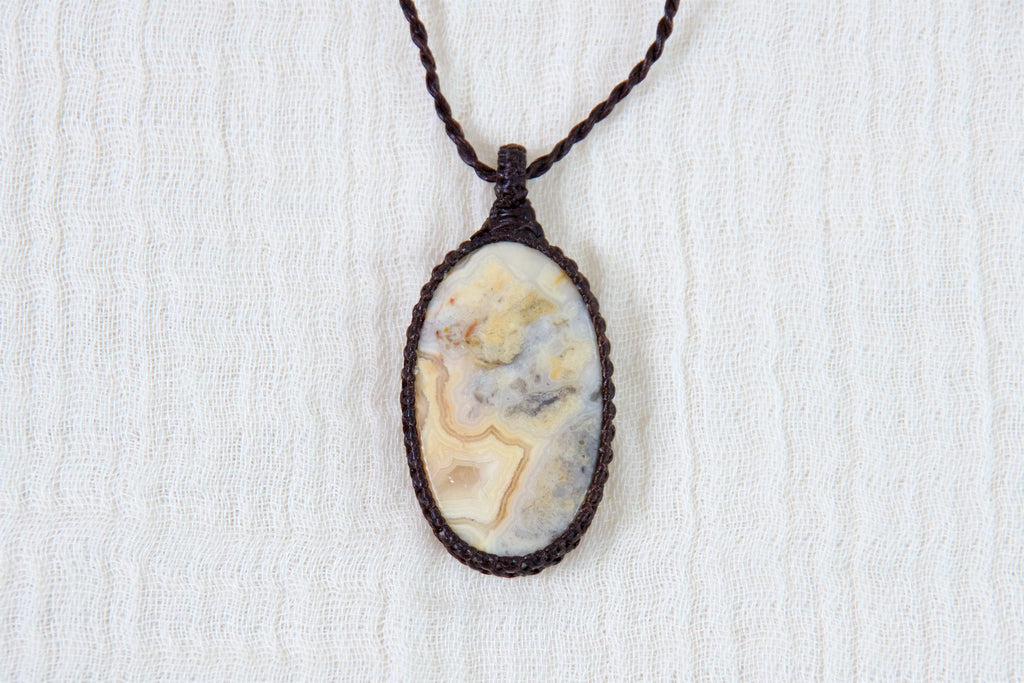 Crazy Lace Agate Necklace - agate, crazy lace, ease anxiety, grounding, healing stones, inner peace, jewelry, necklace, obsidian, protection, soothing, spiritual connection - Wander Emporium