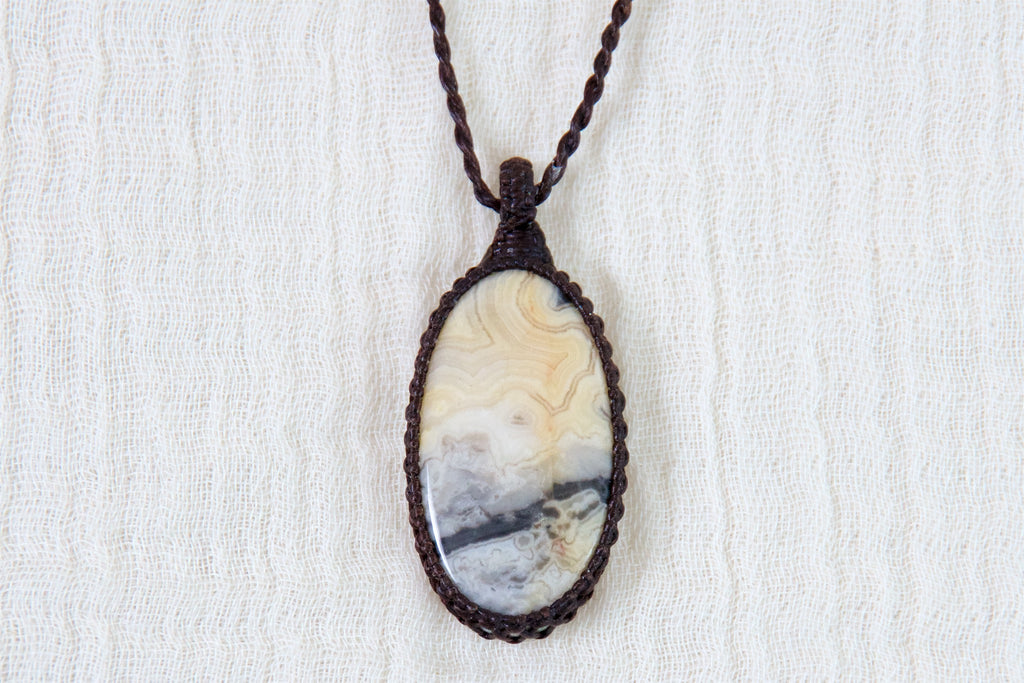 Crazy Lace Agate Necklace - agate, crazy lace, ease anxiety, grounding, healing stones, inner peace, jewelry, necklace, obsidian, protection, soothing, spiritual connection - Wander Emporium