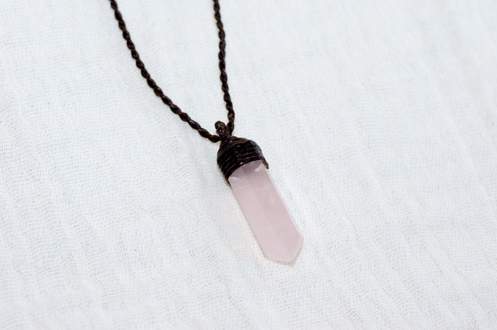 Rose Quartz Point Necklace - compassion, healing stones, inner peace, jewelry, love, necklace, rose quartz, small - Wander Emporium