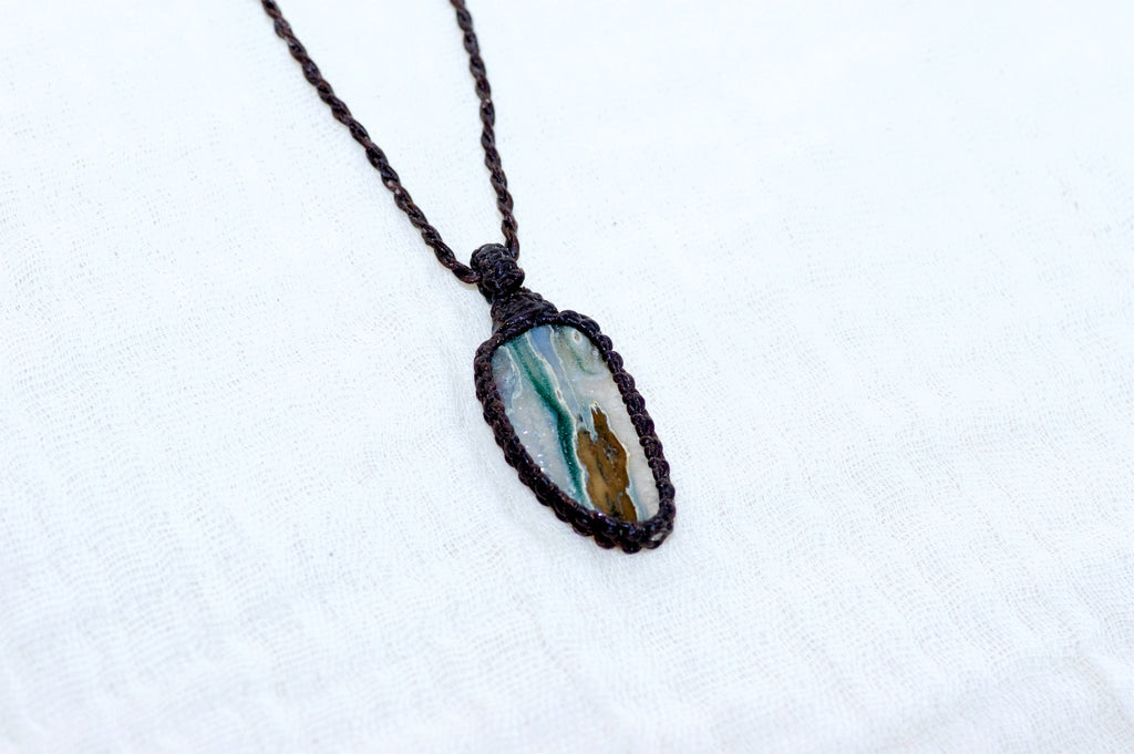 Laguna Agate Necklace - calming, healing stones, jewelry, necklace, prehnite, soothing, spiritual connection - Wander Emporium