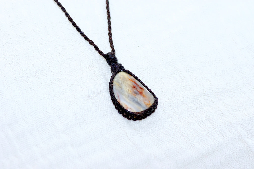 Crazy Lace Agate Necklace - agate, crazy lace, ease anxiety, grounding, healing stones, inner peace, jewelry, necklace, obsidian, protection, soothing, spiritual connection - Wander Emporium