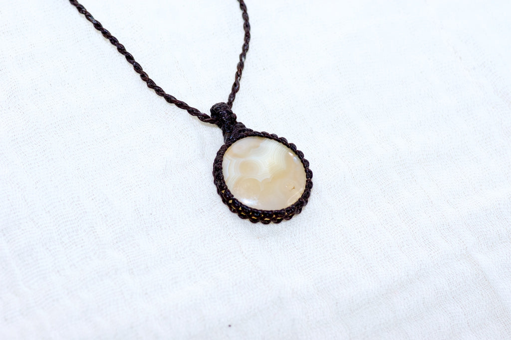 Banded Agate Necklace - agate, crazy lace, ease anxiety, grounding, healing stones, inner peace, jewelry, necklace, obsidian, protection, soothing, spiritual connection - Wander Emporium
