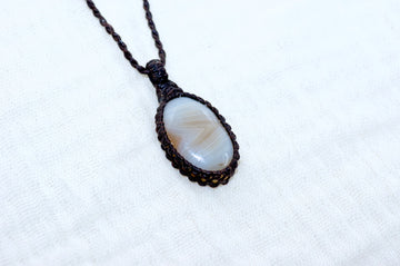 Banded Agate Necklace - agate, crazy lace, ease anxiety, grounding, healing stones, inner peace, jewelry, necklace, obsidian, protection, soothing, spiritual connection - Wander Emporium
